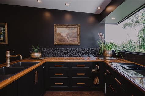 black wooden kitchen cabinets